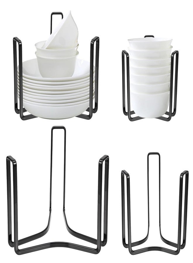wutfuooo 4PCS Dinnerware Bowl Plate Holder ,Bowl Holders Organizer Fit for 4.7 and 6.5 Inches Diameters Bowl, Metal Bowl Storage Dying Display Rack for Kitchen Drawer, Countertop, Cabinet, Shelf, Cupboard - Image 1